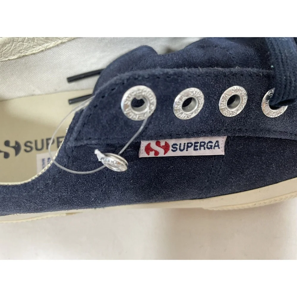 NWOT Superga Sneakers Low Top Suede Midnight Blue Lace Up USA W6 M4.5 Unisex